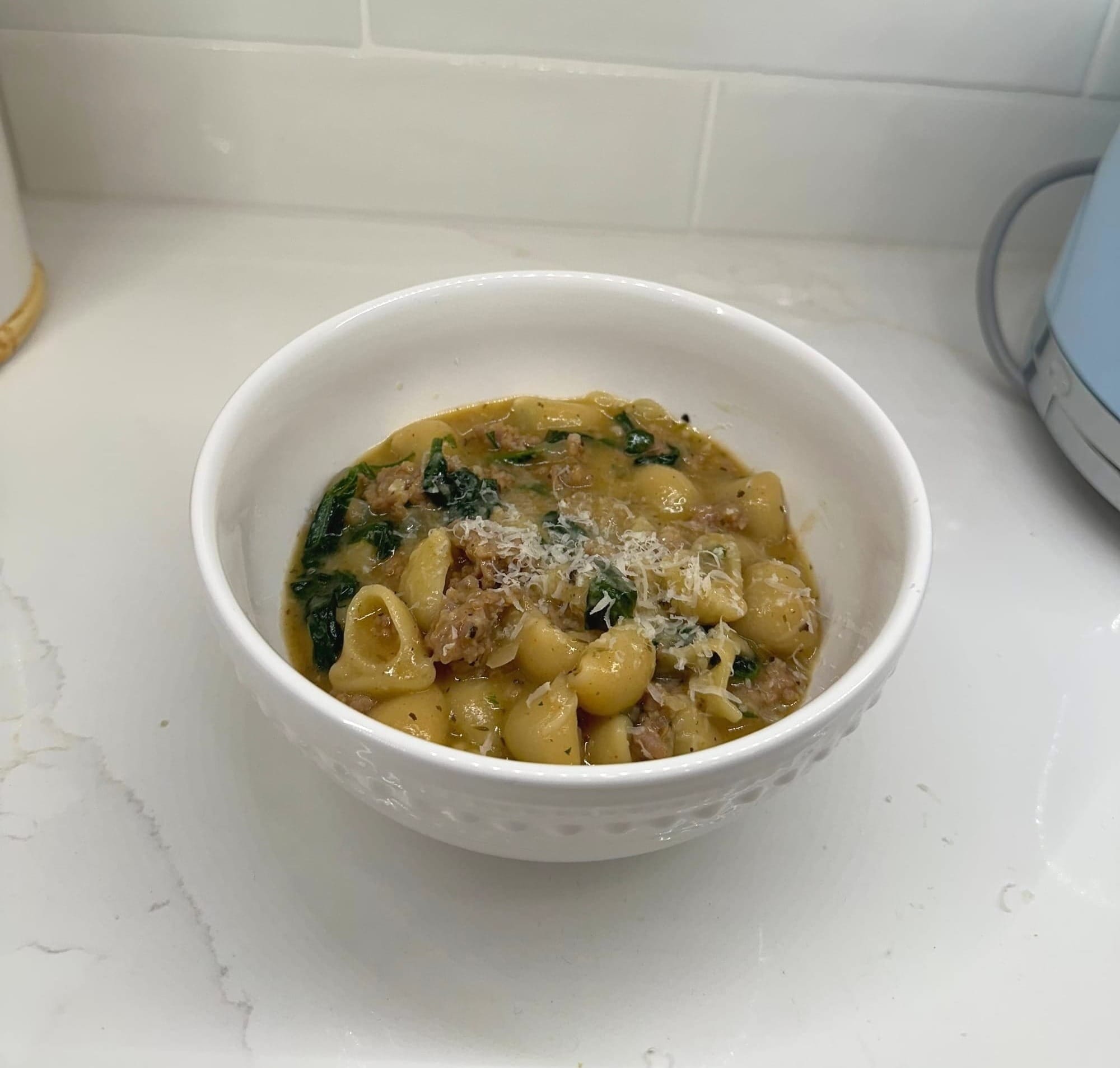 Creamy Orecchiette with Sausage & Spinach